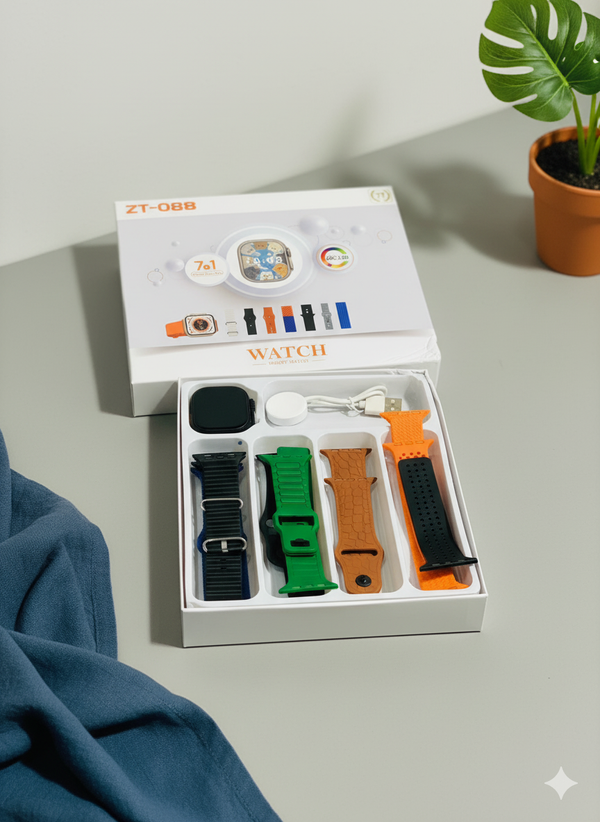 ZT-088 7-in-1 Smartwatch | Fitness Tracker with Heart Rate, Step Counter, Sleep Monitor & Multiple Smart Features