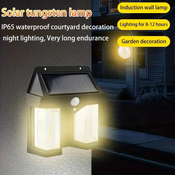 Solar Wall Light with Motion Sensor & Tungsten Bulb – Multi-Mode Outdoor Lighting | Weatherproof, Energy-Saving & Easy to Install